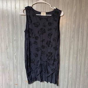 Anthropologie T.La Charcoal Gray Floral Tank Top